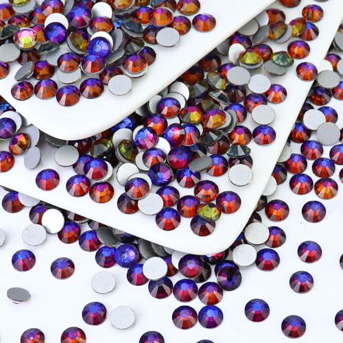 Image of 1440PCS SS3 Crystal Glass Flatback Rhinestones, Round Flat Back Crystal Gems for Nail Art and Craft Clothes, Glue Fix Diamond Stones Blue Flame (1.3-1.4mm)