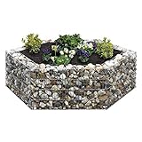 bellissa Gabionen-Hochbeet Premium 6-Eck - 95681 - Steinkorb-Pflanzkübel rechteckig - Bausatz inkl. Trennfolie - 135 x 120 x 40 cm Outdoor