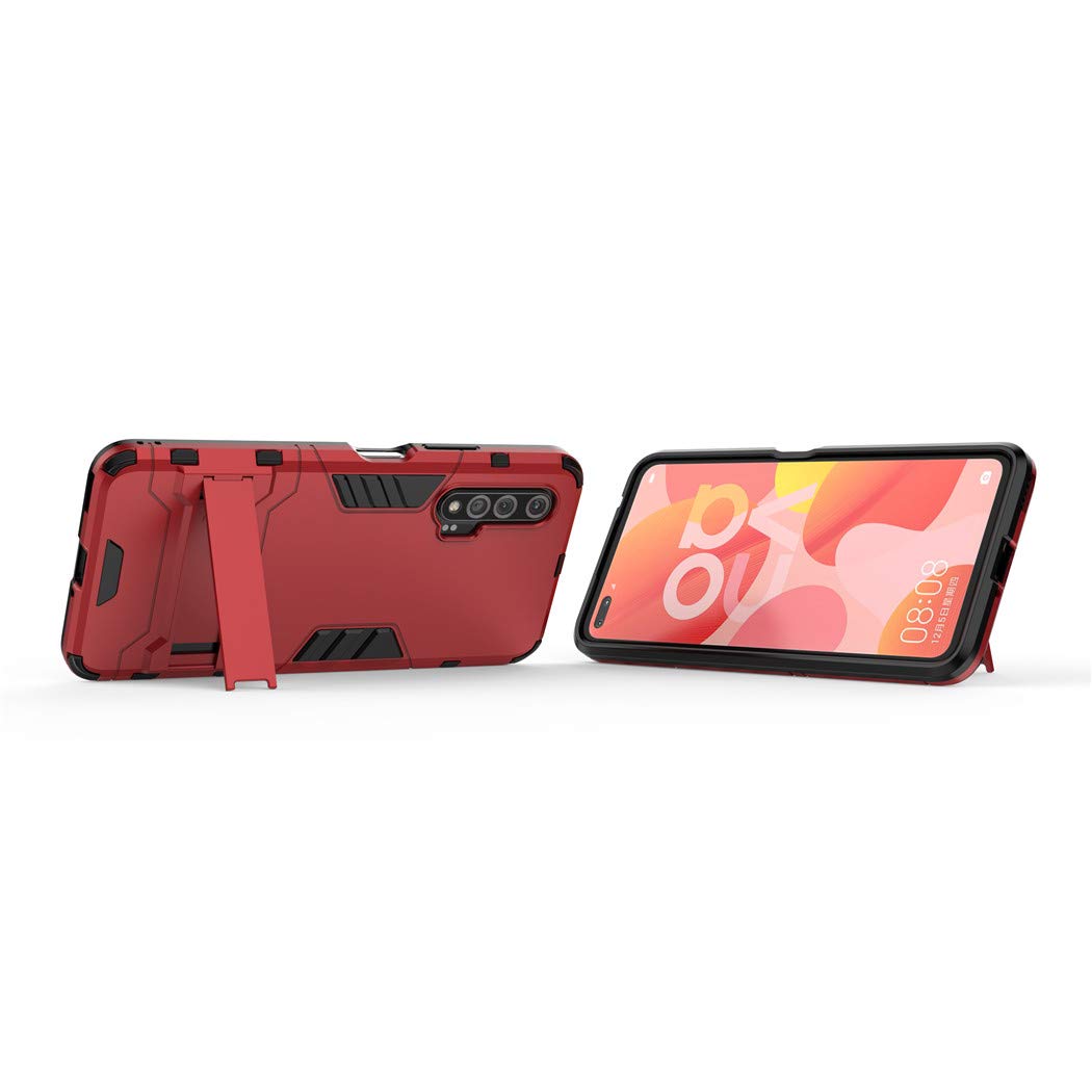 MaiJin Cover Per Huawei Y8P (6,5'') - 2 In 1 Dual Layer - Resistente Agli Urti Con Cavalletto - Rosso - 3