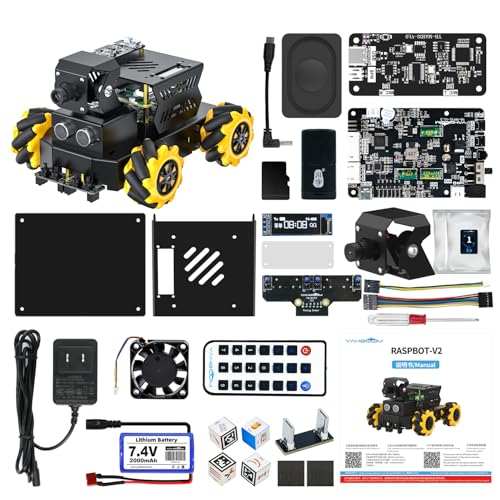 Image of Yahboom Raspberry Pi 5 ROS2 Robot Car 360Movement, AI Vision & Tracking, Integrated Multimodal Large AI Model OpenRouter, AI Voice Interaction (Superior Without RPi5)