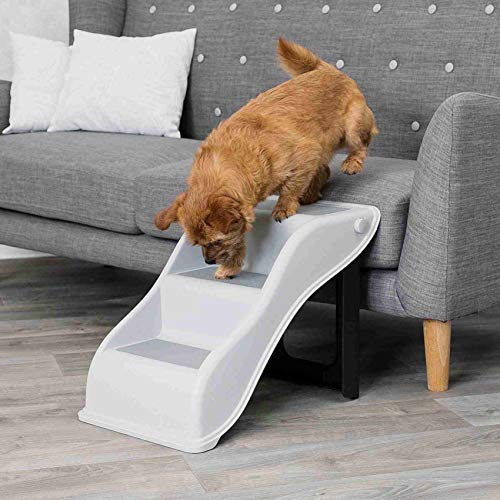 TRIXIE 3 Step Pet Stairs, Lightweight, Easy to Store, Non-Slip Treads, Grey - Image 6