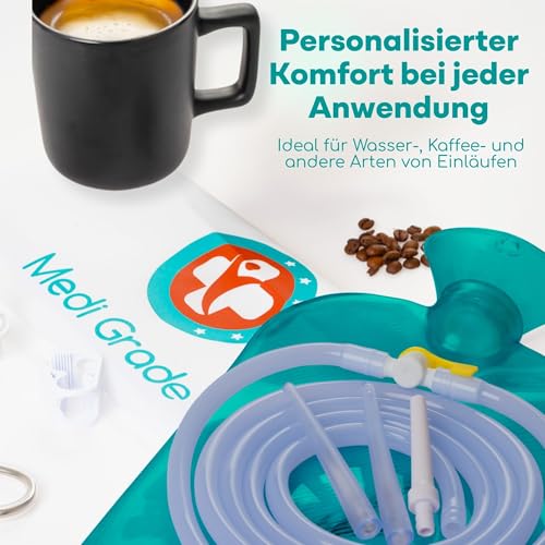 Medi Grade Enema Kit for Adults, 2 litres - Transparent, Hands-Free Colonic Irrigation Home Kit with One-Way Valve - Perfect for Coffee & Colon Cleanse