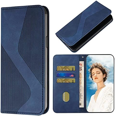 Dfjhure For Samsung Galaxy M13 Case Samsung Galaxy M23/A23 Phone Case Flip Phone Case Premium Leather Wallet Case Cover Shockproof Magnetic Protective with Credit Card Slot View Stand Cover -Blue