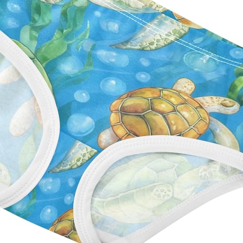 Watercolor Sea Turtles Blue Toddler Underwear Floral 2t Cotton Panties for Girl Print Undies Kids Briefs4