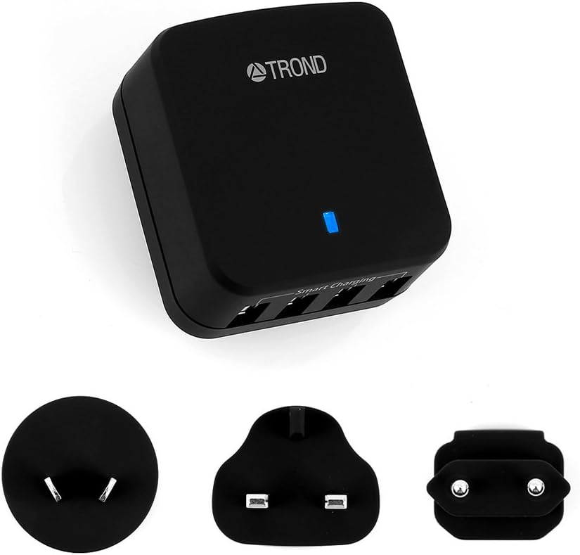 Travel Adapter, TROND G4U Universal 4-Port USB Wall Charger, to Charge Smart Phones, Tablets & External Batteries in - US, UK, Europe, Australia, China, Japan, India & More