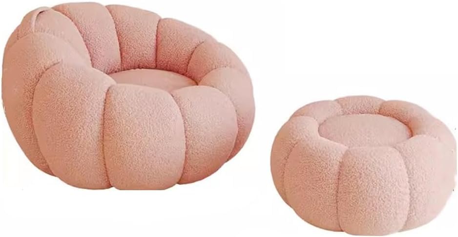 XANAYXWJ Sofá Puf Silla Sofá Cama con Reposapiés Silla Sofá Perezoso Dormitorio Encantador para Niña Ventana Salediza Individual Sofá Pequeño Sofá Silla Tumbona de Piso Rosa