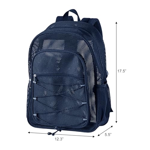 Image of COVAX Mesh Backpack for School Heavy Duty Semi-Transparent Bookbags for Beach, Swimming, Sports, Work, Travel (Royal Blue)