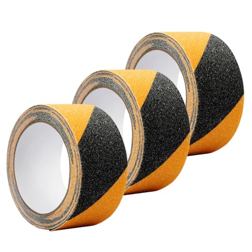 heyveen Nastro antiscivolo di trazione, confezione da 3, 5,1 cm x 16,4 m, migliore presa, attrito, adesivo abrasivo per scale, sicurezza, gradini, interni, esterni, attenzione (5,1 cm x 16,4 m x 3