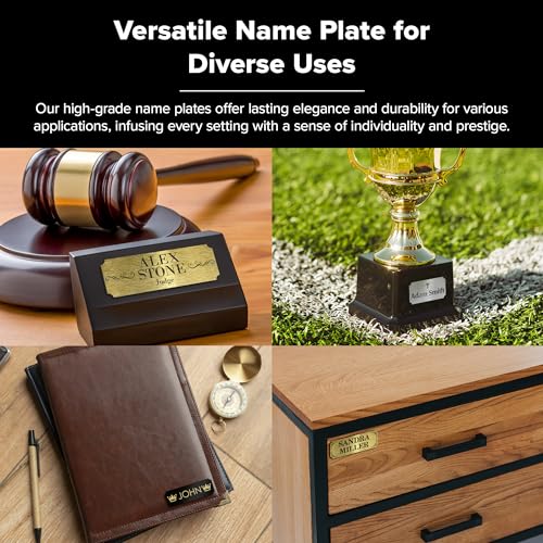 Image of Custom Engraved Name Plate, Personalized Brushed Aluminum /Black Name Plaque, 2x6 Inches, Durable Engravable Impact Material, Made in The USA by My Sign Center