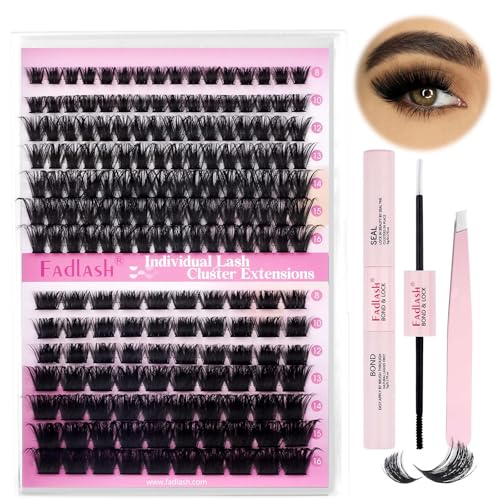 FADLASH 100D+200D 0.07mm D Curl 8-16mm with Bond and Seal and Tweezers Fluffy Cluster Lashes DIY Eyelash Extensions - Image 3