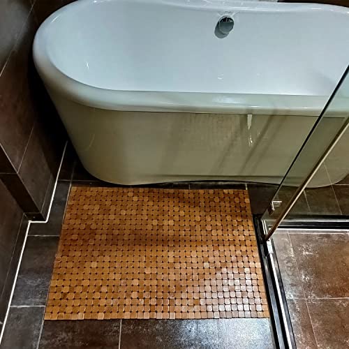 Hjjkkh Bamboo Bath Mat With 23.6X35.4 Inch,Nature Bamboo Wooden Bathroom Mat,Non Slip And Foldable Floor Shower Bath Mat For Bathroom,Bathtub,Shower,Sauna,Hot Tub #TOP6