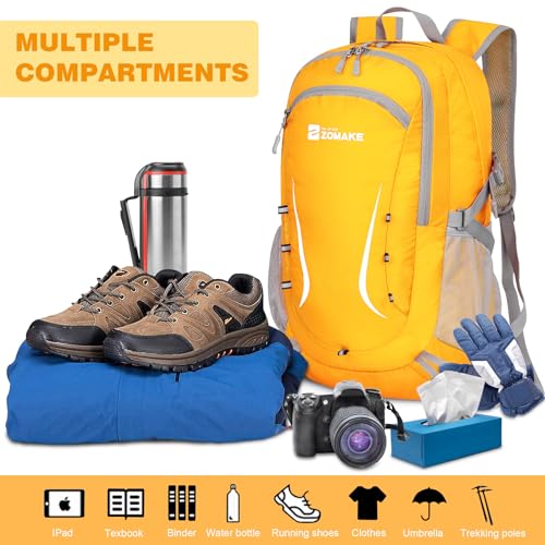 Image of ZOMAKE Lightweight Packable Backpack 35L, Foldable Backpacks Water Resistant Collapsible Light Daypack for Hiking(Yellow)