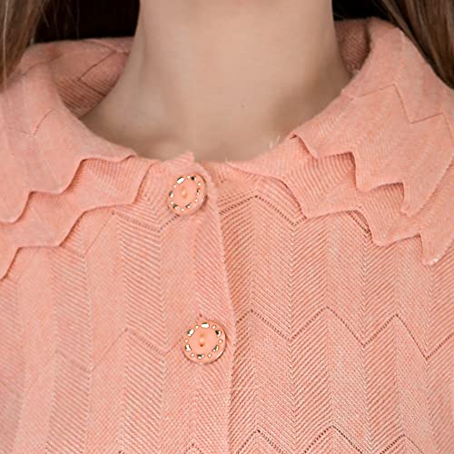 Image of LADY WILLINGTON Women Woolen Double Collar Daffodil Fabric Cardigan Winter Wear Pure Wool Cardigan for Women Free Size Long Cotty Warm Cardigans with Side Pockets