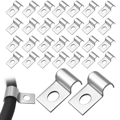 30 Pièces Fixation Grillage Rigide Sur Mur, Acier Inoxydable Attache Grillage, Serrage en U à Trou Unique, pour La Maison Fixation du Câble, Tuyaux, Grillage Rigide (5mm,pour Ø 5-6mm)