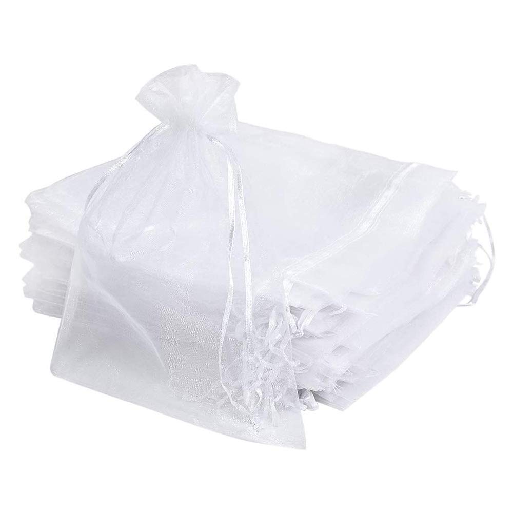 50 sacchetti in organza trasparente con coulisse in raso, sacchetti per caramelle, gioielli, bomboniere, regalo, 30 x 40 cm
