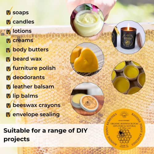 Pure British Beeswax Blocks 100% Natural Organic Bees Wax 180g Triple Filtered for Making Your own Candles, Leather Polish, Wood Polish, Wax Melts, lotions, balms, Creams & Body Butters (8 Blocks) - Image 2