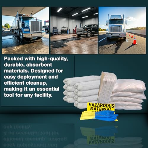 Image of AWF PRO 30 Gallon Oil Only Spill Kit, 81 Pieces | Includes DOT Approved 30 Gallon Drum, Sorbent Socks, Pads, & Pillows, & Accessories