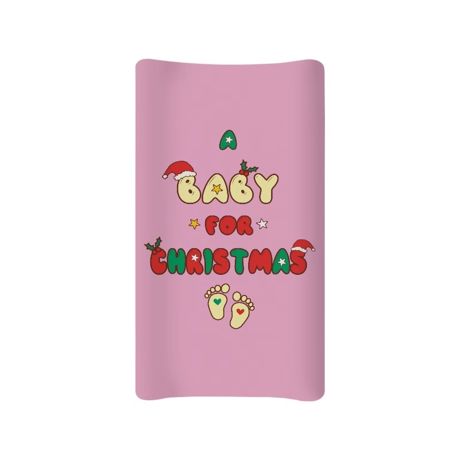 Guosanchn Christmas BabyDiaper Changing Pad Cover Pink Diaper Changing Table Covers Soft Changing Pad Cover Fitted 32”x16” Changing Pad Cover — image 1