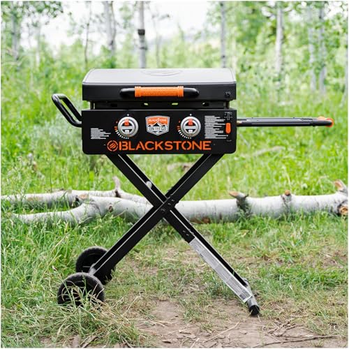 Image of Blackstone 2350 OTG 22 inch Omnivore Griddle with Hood, Black | Flexfold Legs, Portable
