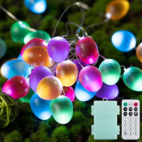 Kaisnova Easter Decorations Easter Lights String 10Ft 30Led Eggs Fairy Light Battery Operated W/Remote Easter String Lights Spring Themed Multi Color Eggs Decor For Indoor Outdoor Bedroom Party Home #TOP7