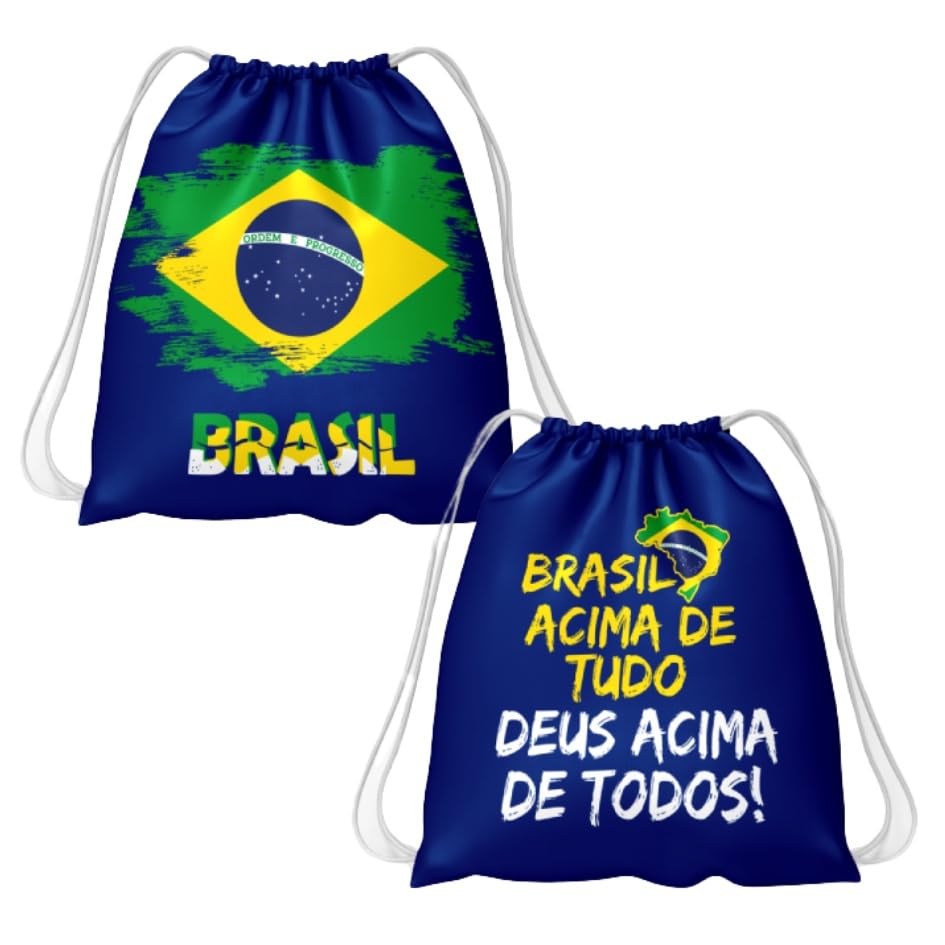 Mochila Patriota Bandeira Do Brasil Frente E Verso 30x40cm