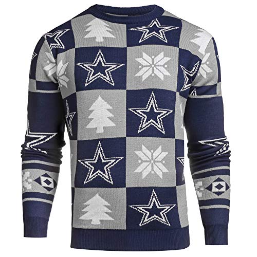 FOCO NFL Dallas Cowboys Men's 2016 Patches Ugly Crew Neck Sweater, Large, Team Color