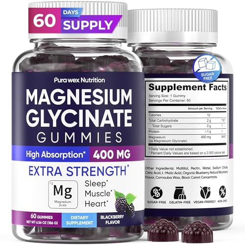 Magnesium Glycinate Gummies 400mg — BlackBerry Flavor, 60ct