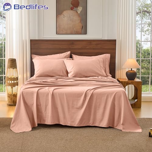 Image of Bedlifes 100% French Linen King Bed Sheet Set - 16 inch Deep Pocket, 4-Piece | Soft & Durable, Breathable & Cooling, Pure Flax Linen, OEKO-TEX Certified, Moisture-Wicking, Easy Care, Machine Washable