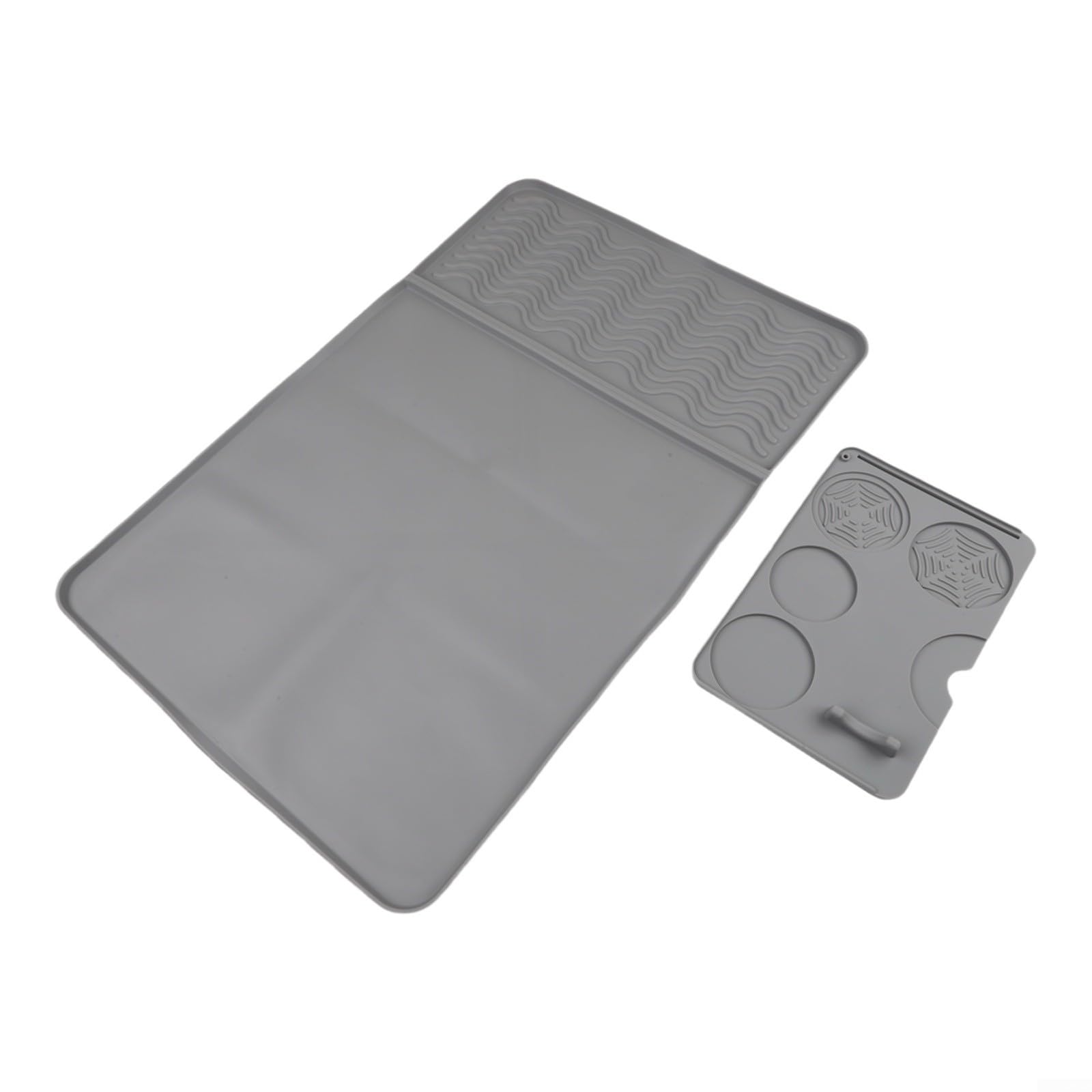 Alfombrilla de silicona para café gris con borde de 1 cm y base antideslizante para cafetera