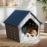 DRATO Dog House Indoor Outdoor Durable Resin Material Houses for Dogs Weatherproof Cozy Small Dog Houses Pet Shelter for Patio, Porch, Living Room