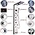FUZ Contemporary Shower Panel Tower System Stainless Steel 6-Function Faucet LED Rainfall Waterfall Shower Head + Handheld Sprayer + Rain Massage Body Jets + Tub Spout,Brushed Nickel