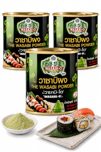 Wasabi-O Real Wasabi Powder, Pure, Vegan &amp; Gluten-Free, 3 x 1.24 oz