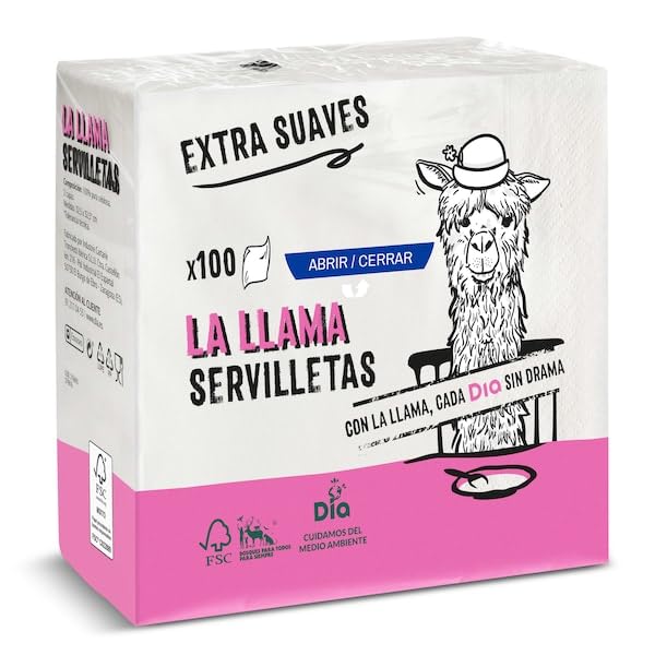Servilletas suaves 2 capas La Llama Dia bolsa 100 unidades