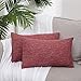 Hangood 2er Set Künstlich Baumwolle Leinen Stil Kissenbezug Kissenhülle Dekorative Dekokissen Sofakissen Deko Bezug mit Verstecktem Reißverschluss für Sofa Schlafzimmer rot 30x50