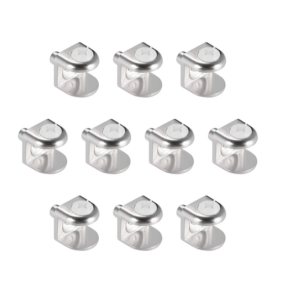 TA-VIGOR 10pcs 5-7mm Glass Shelf Clamp Pegs, Zinc Alloy Shelf Support Brackets Clip Shaft Mount for Thick Glass/Acrylic/Wood (with White Screw)