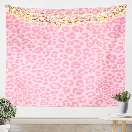 Feelyou Leopard Tapestry for Kids Boys Girls Pink Animal Print Wall Blanket Small 51"x59" Cheetah Wall Hanging Leopard Fur Print Wall Art Safari Tapestries