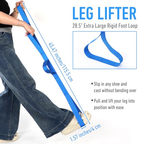 45 inch leg lifter strap with multi loops post surgery recovery aid for hip replacement amp knee surgery assist device for adults amp elderly to get in and out of bed durable adjustable blue