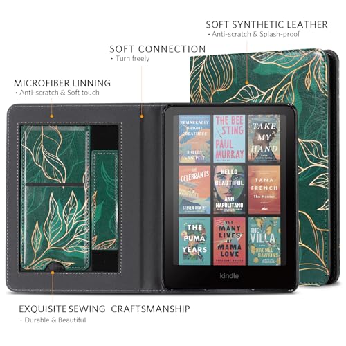 Image of CoBak Case with Stand for Kindle Paperwhite 12th Gen 2024 Released (7 inch) & Kindle Colorsoft Signature Edition - Durable PU Leather Cover with Auto Sleep Wake, Card Slot, Hand Strap Feature