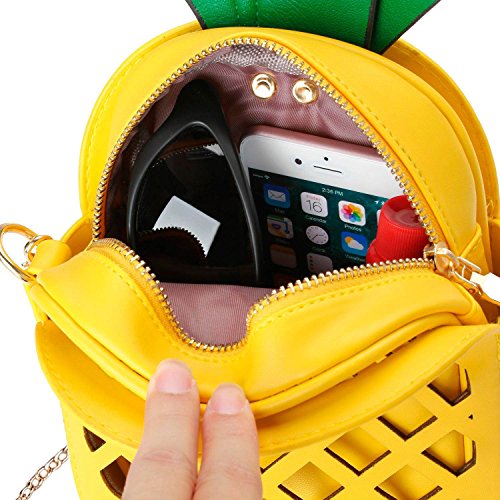 yuboo Women's Pineapple Purse, Summer Pineapple Bag Yellow Crossbody Shoulder Bag Novelty Purse for Hawaiian Tropical Accessories for Women4
