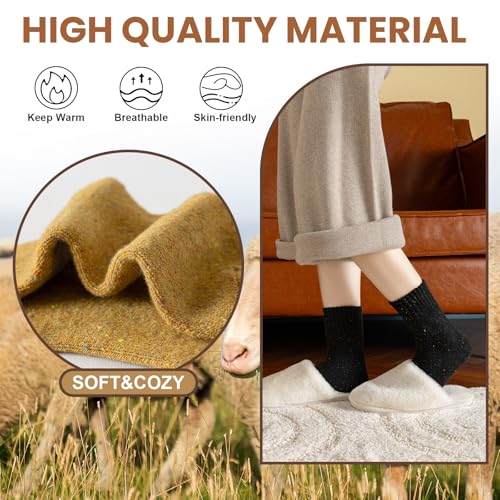 Image of Pleneal Wool Socks for Women - Womens Wool Socks Winter Warm Cozy Knit Sock for Women Men