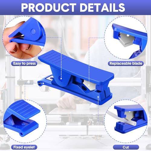 Image of 9 Pieces PTFE Plastic Tubing Cutter Hose Tube Cutter Pipe Accurate Tube Cutting Tool for Nylon PVC PU Tubing and Hose Cut up to 3 /4 Inch OD (Blue)