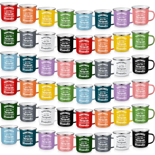 Set de 48 tazas esmaltadas motivacionales de 12 oz
