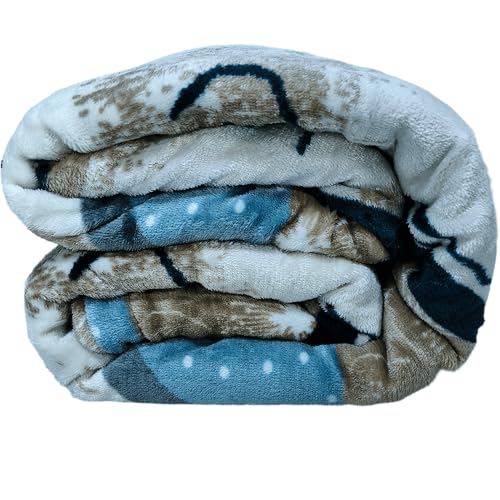 Image of Winter Premium Flannel Velvet Warm Duvet Cover Quilt Cover | Rajai Cover | Blanket Cover | Comforter Cover Single Size 60x100 inches Woollen (Beige,White & Blue, Single Bed)