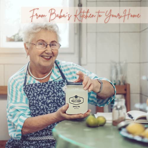 Nika's Home Apple Pie Soy Candle 12Oz Mason Jar Non-Toxic White Soy Handmade, Long Burning 50-60 Hours Highly Scented All Natural, Clean Burning Large Candle Gift Décor #TOP2