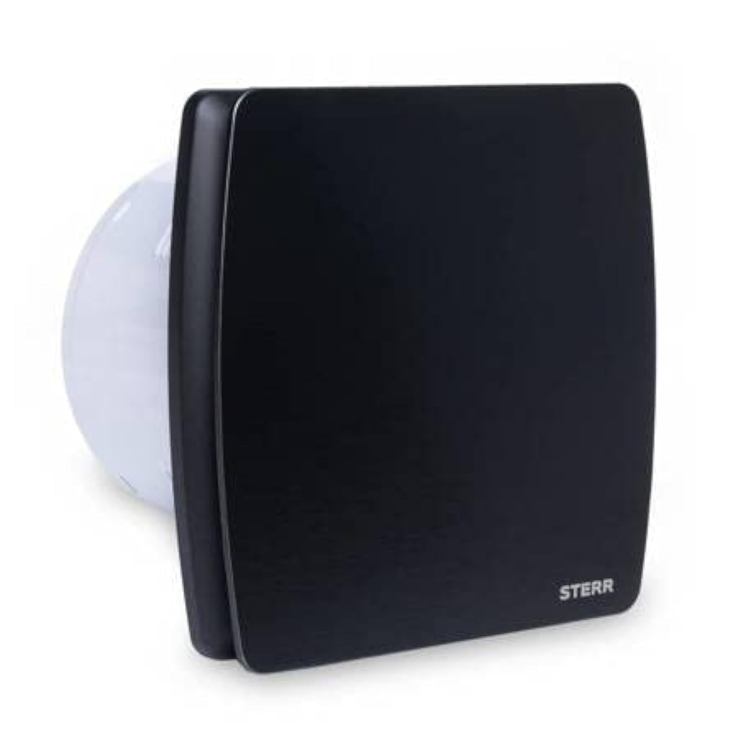 STERR Ventilador de baño de 150 mm con válvula antirretorno, color negro, silencioso, moderno ventilador para el baño, 150 mm, 18 W