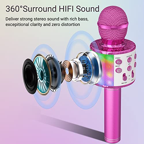 Ankuka Karaoke Microphone, 4 In 1 Handheld Bluetooth Karaoke Microphone Machine With Led Lights, Home Ktv Player For Party/Kids Singing (Purple) #TOP1
