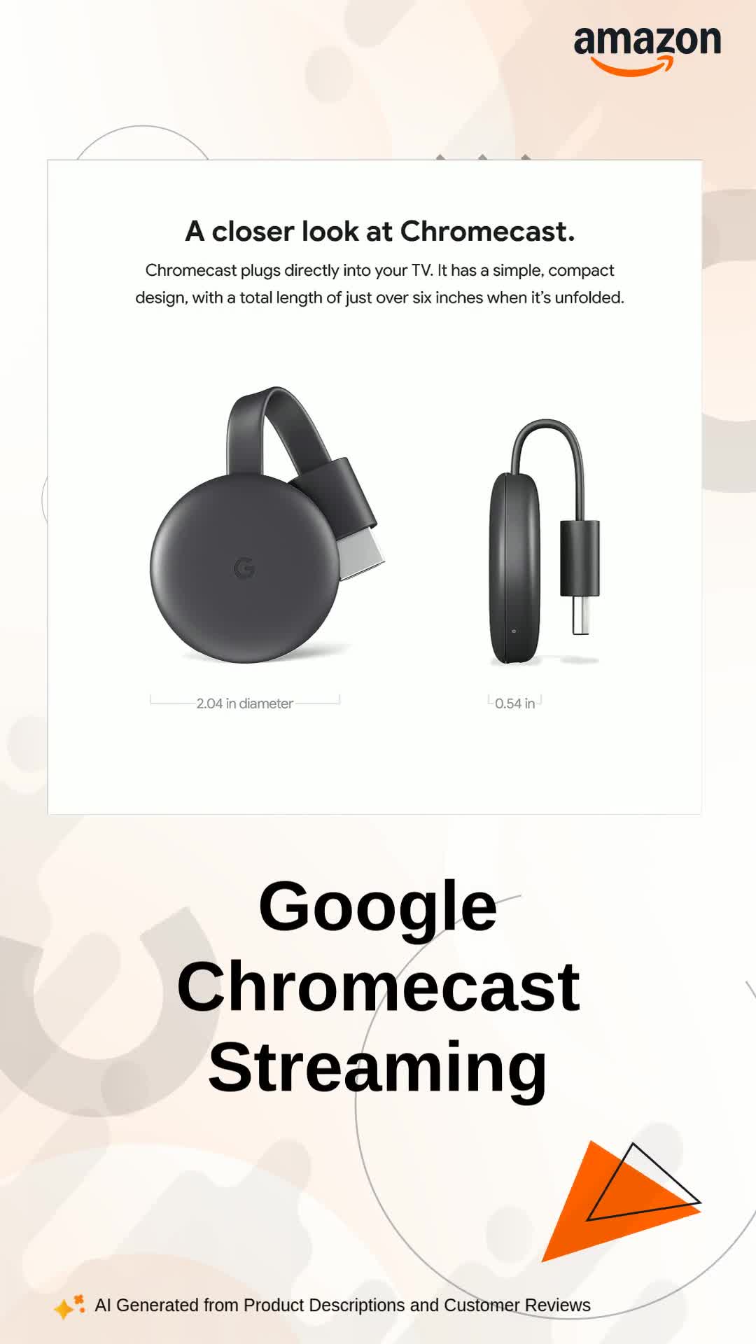 Google Chromecast Streaming Device with HDMI Cable