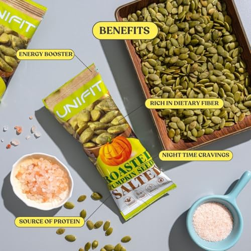Image of UNIFIT Roasted Salted Pumpkin Seeds 30g | Premium Crunchy Pepitas | High-Protein Healthy Snack for Office, Travel, and Gym