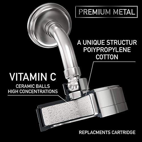 image for AquaHomeGroup Luxury Filtered Shower Head (Metal) 2 Cartridges Vitamin