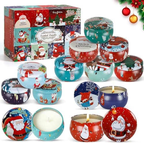 Weihnachts-Duftkerzen Geschenkset für Frauen, 12er Set 70g Kerzen,...